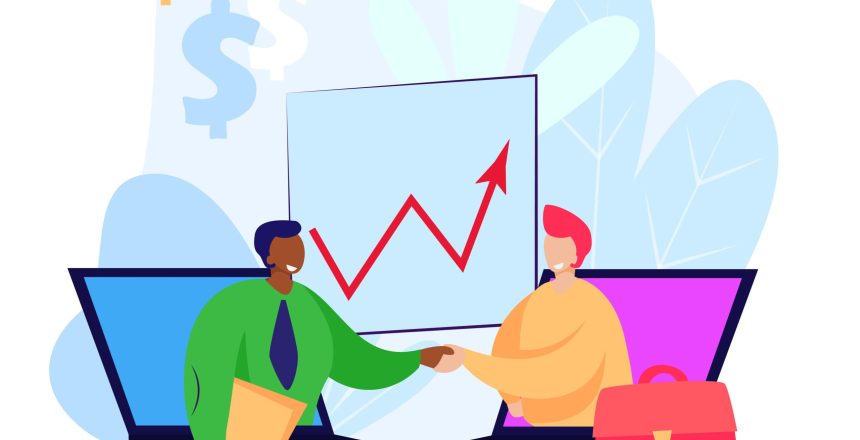 Men sticking out from computer screens Lead Exchange Finds Market Niche Trading Sales Leads Online