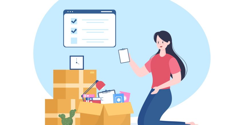 Home Relocation or People Moving with Cardboard Packaging Boxes or Pack Belongings Move to New Ones in Flat Cartoon Illustration How to Create a Home Inventory